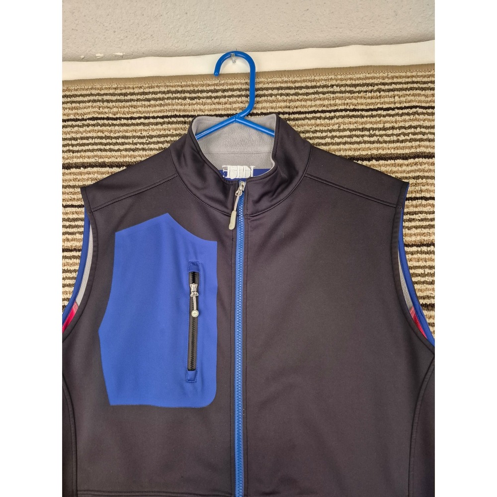 Peter Millar Mens Softshell Full Zip Vest Black Blue Hff Ms19ez21 Size Large View 2